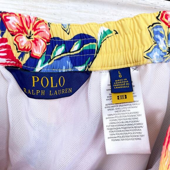 POLO Ralph Lauren Tropical Floral Swim Trunks Yellow 7.5 Inch Inseam Mens Large - Picture 4 of 4